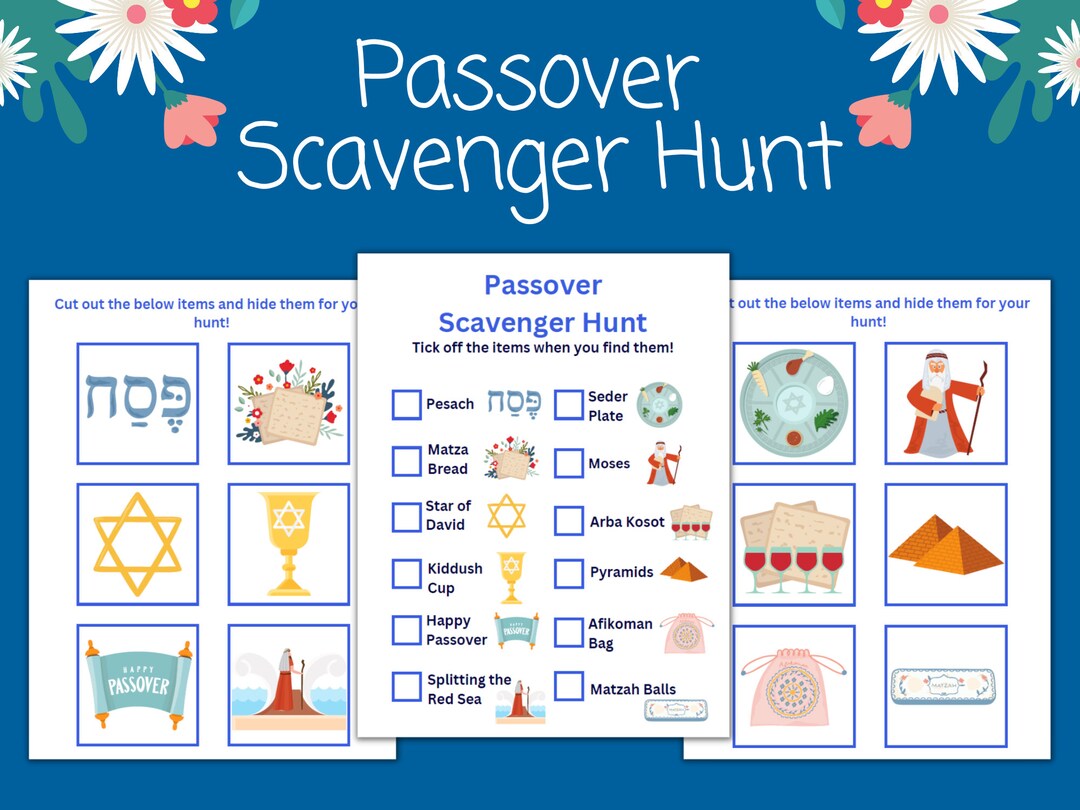Passover Scavenger Hunt Printable Judaism Pesach Kids Etsy