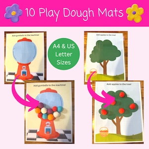プレイドウマット 10 枚 | 印刷可能 | プレイドウ | 粘土 | モデリング | クリエイティブな遊び | 想像する | 幼稚園 | モンテッソーリ | プレ K | ホームスクール