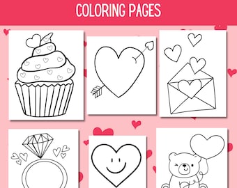 15 Valentine&#39;s Day Coloring Pages | Love Heart | February 14 | Romance | Printable | Candy | Love Potion | Cupid  Coloring Book | Teddy Bear