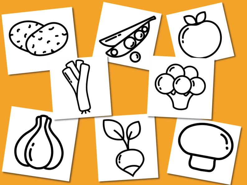 25 Fruit and Vegetable Coloring Pages - Etsy