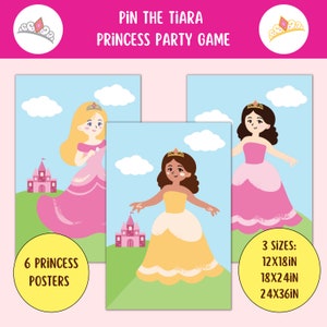 Pin the Tiara on the Princess Game | Printable | Pin the Tail Variation | Princess Theme Birthday Party Game | Pin the Crown on the Princess