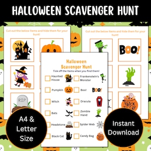 Polowanie na śmieci na Halloween, do wydrukowania, karta obrazkowa, zabawa w chowanego, natychmiastowe pobieranie, dynia, czarownica, duch, październikowa aktywność, cukierek albo psikus