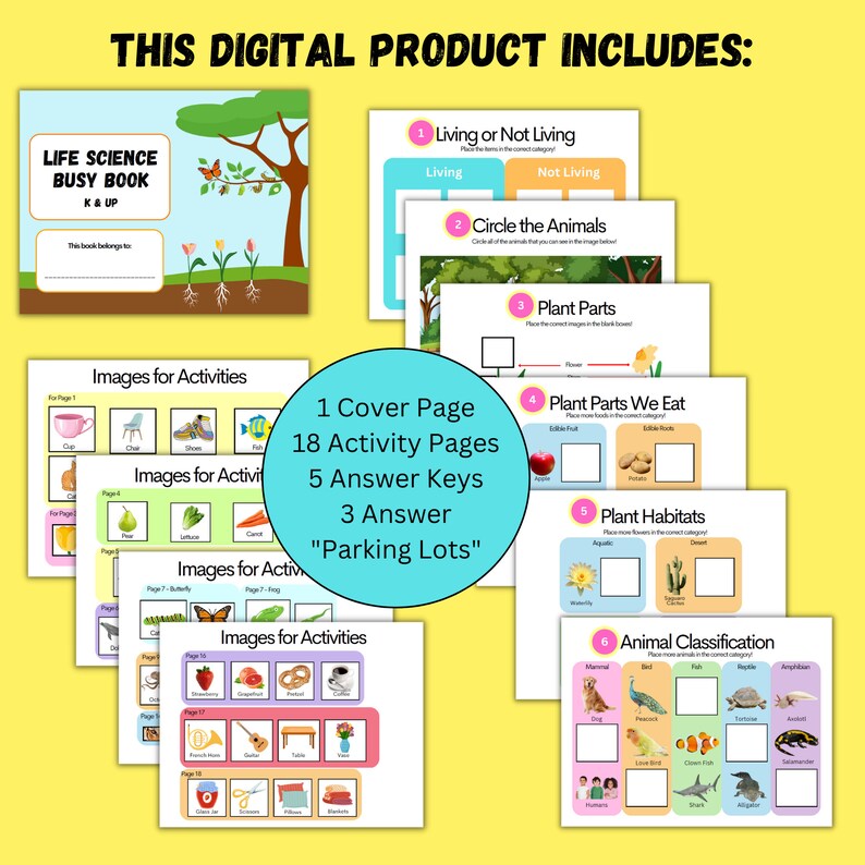 Life Sciences Busy Book Printable Preschool Kindergarten Etsy