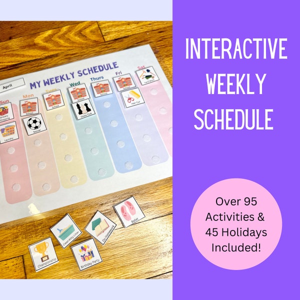 Kids Weekly Schedule | Interactive Schedule | Responsibilities | Homeschool | Printable Daily Routine | Weekly Routine | Children Job Poster