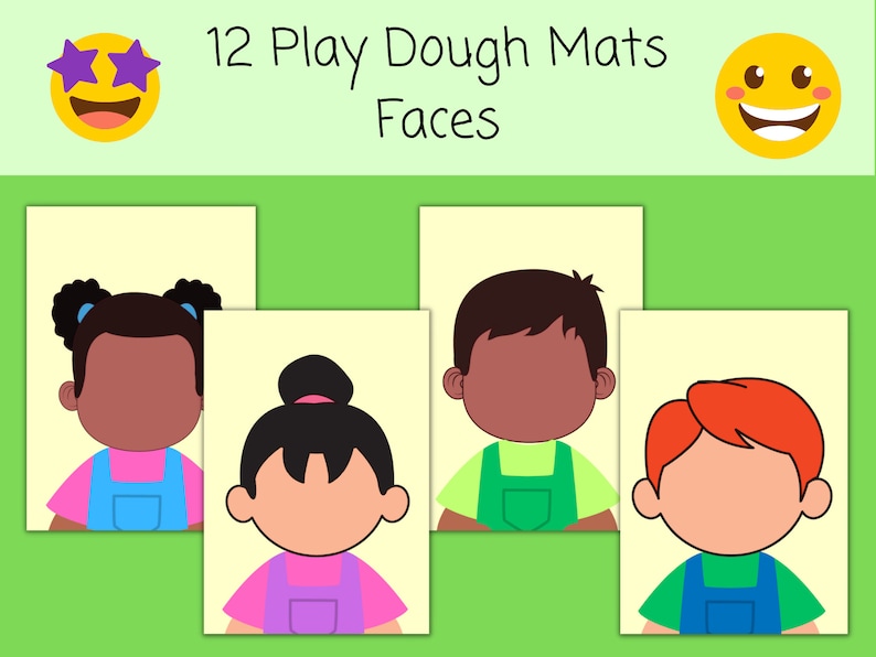 12 Blank Face Play Dough Mats Printable Etsy