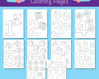 Numbers Coloring Pages | 1 to 10 | Counting | Mathematics | Math for Kids | Learning Numbers | Printable | Instant Download | Homeschool