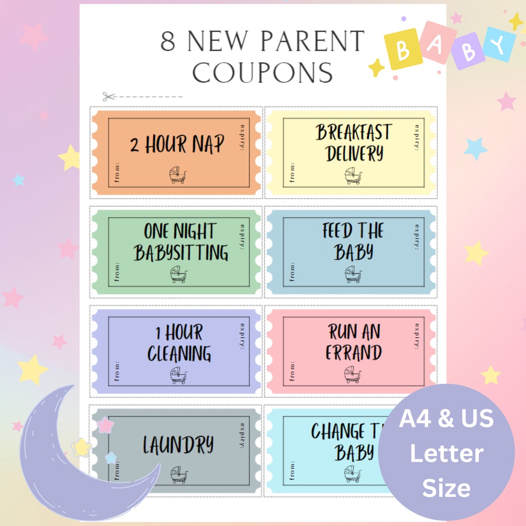 New Parent Editable Coupons, Newborn, New Baby, Baby Coupon, Baby