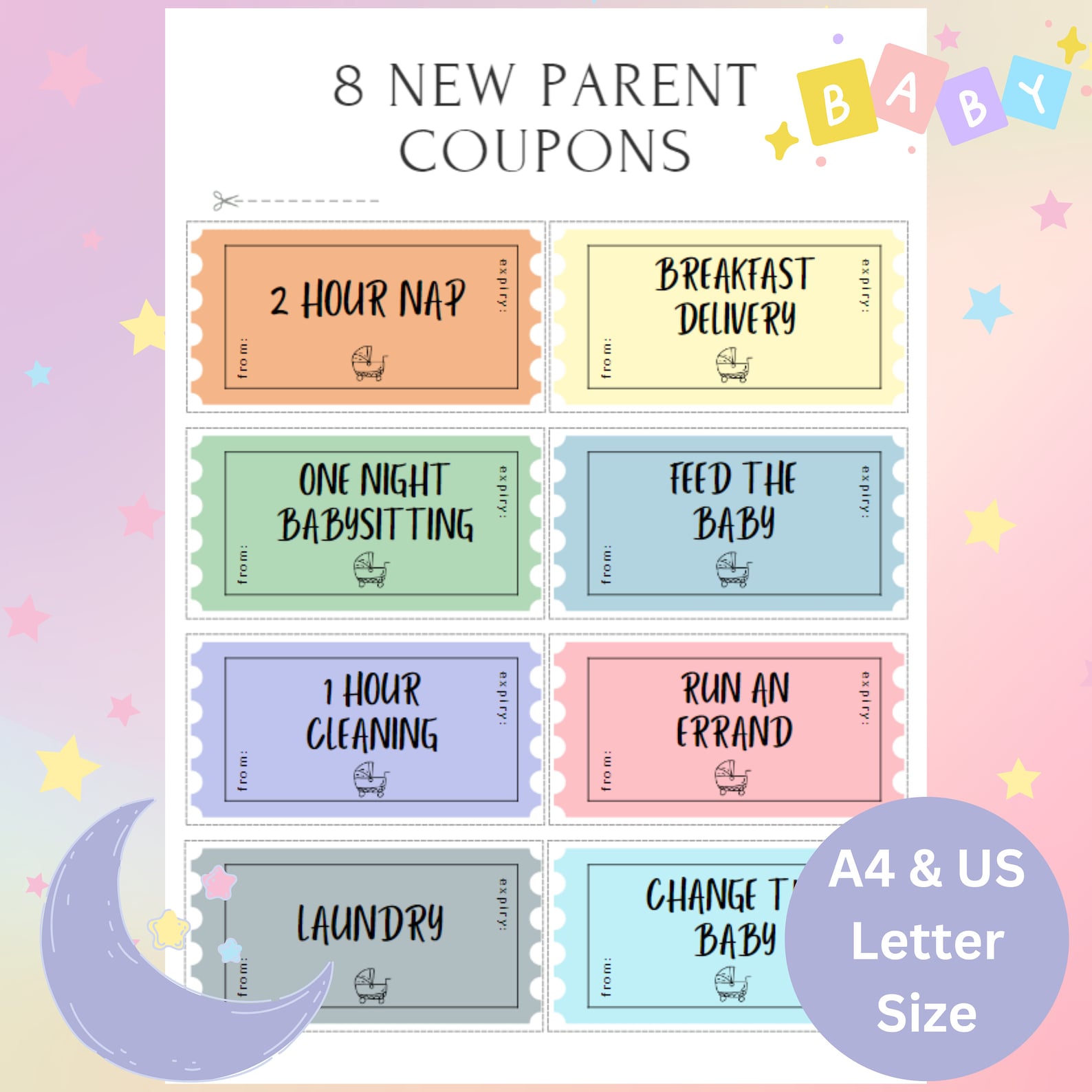 New Parent Editable Coupons, Newborn, New Baby, Baby Coupon, Baby