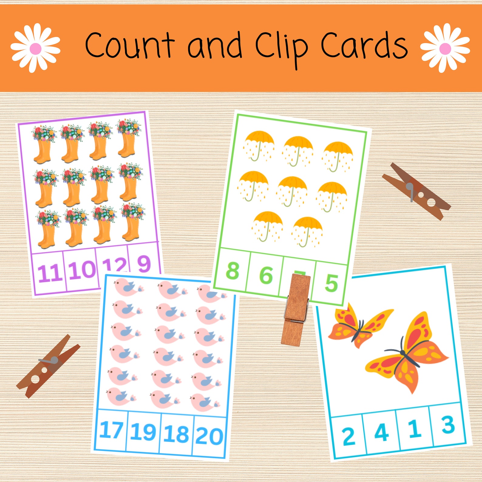 Spring Count and Clip Cards | 1 - 20 | Kindergarten | Pre K ...
