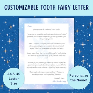 Carta personalizada da fada do dente, personalizar, personalizar, magia de fada, lembrança da fada do dente, pó de fada, nota da fada do dente, primeiro dente, dente perdido