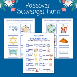 Pessach Schnitzeljagd | Druckbar | Judentum | Pessach | Kinderaktivität | Bildkarten zum Ausschneiden | Religiöser Feiertag | Jüdischer Feiertag