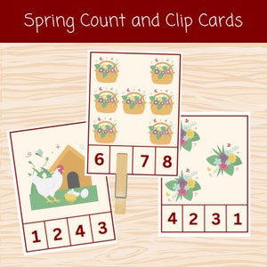 Count and Clip Cards | Spring | 1 - 12 | Kindergarten | Pre K | Homeschool | Math for Kids | Educational Printable | Teacher Learning Count