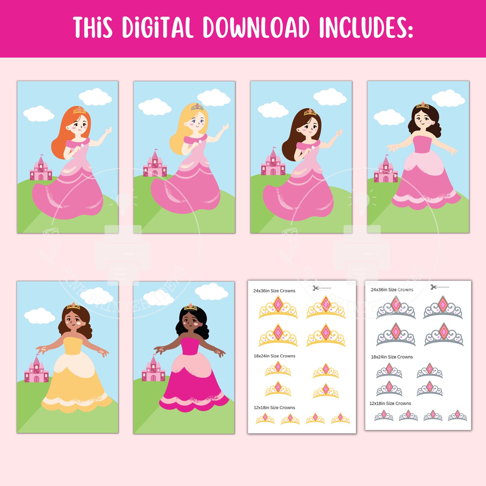 Pin the Tiara on the Princess Game | Printable | Pin the Tail Variation ...