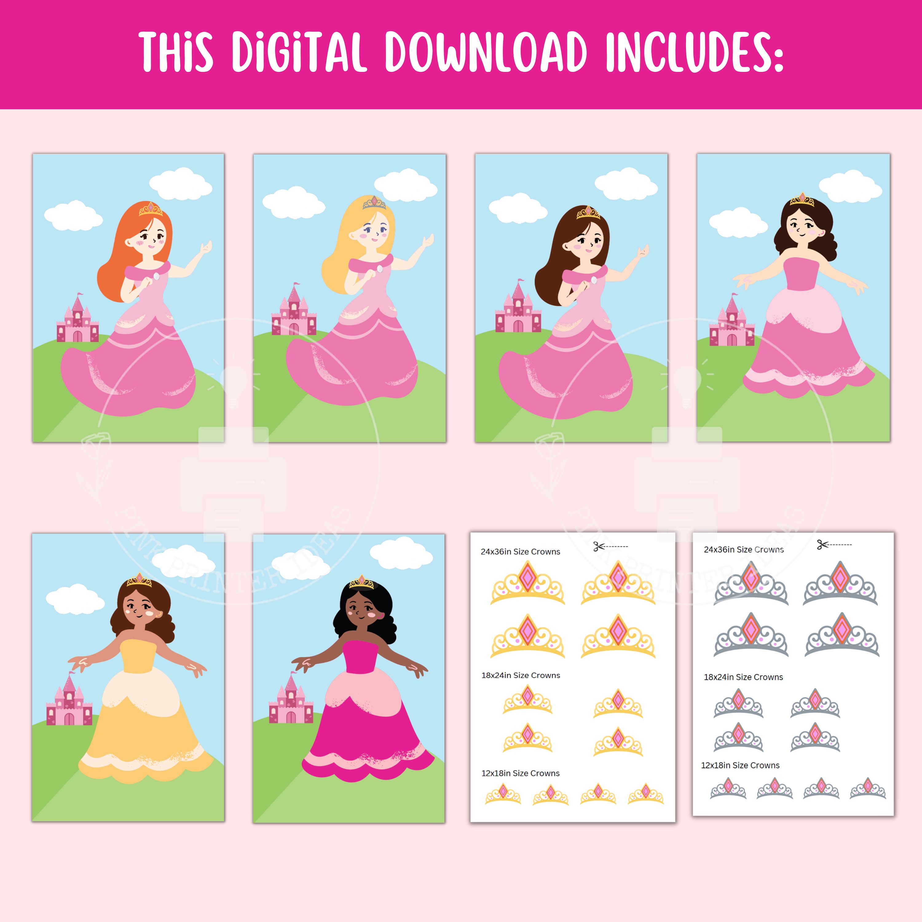Pin the Tiara on the Princess Game | Printable | Pin the Tail Variation ...