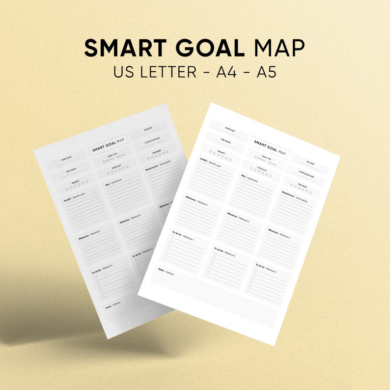 SMART Goal Map Printable Goals Setting Template Printable Etsy