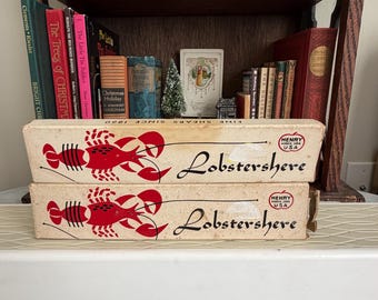 Pair of Vintage Henry “Lobstershere” Lobster Shears in Original Boxes – Mid Century Chrome Shell Cutters – Made in USA