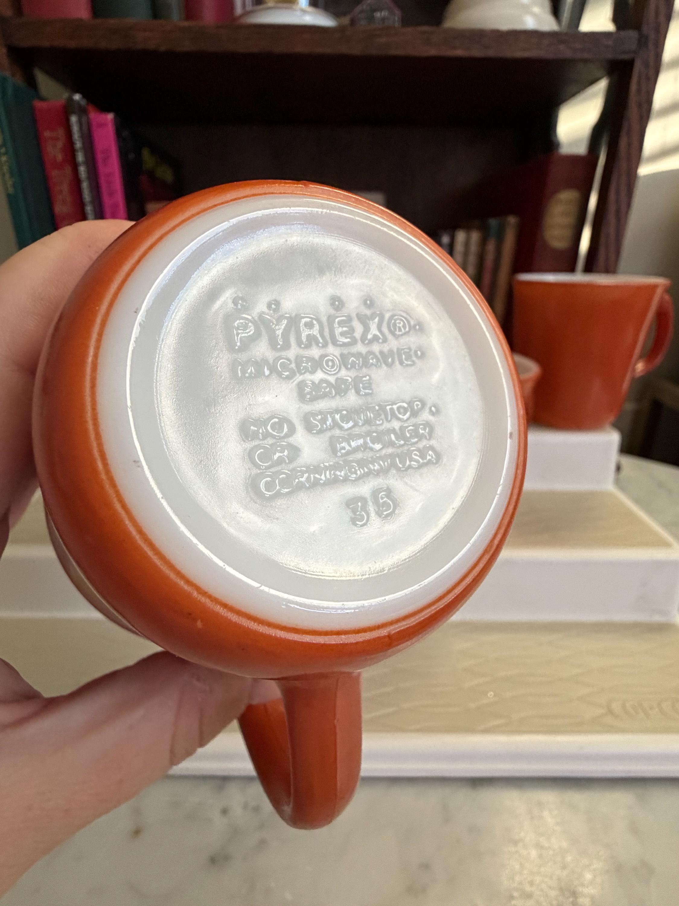 Vintage Pyrex Milk Glass Mugs - Burnt Orange Set of 4 - 1970s - Etsy
