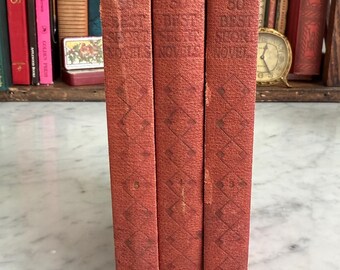 1929 “The World’s Fifty Best Short Novels” Vol. 3–5 by Grant Overton, Vintage Red Hardcover Funk & Wagnalls Set, Classic Lit Collection