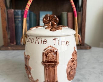 Vintage Wales China Cookie Time-Keksdose Made in Japan, Keramik-Keksdose mit Deckel, Retro-Keksdose der Mitte des Jahrhunderts, 1970er Jahre