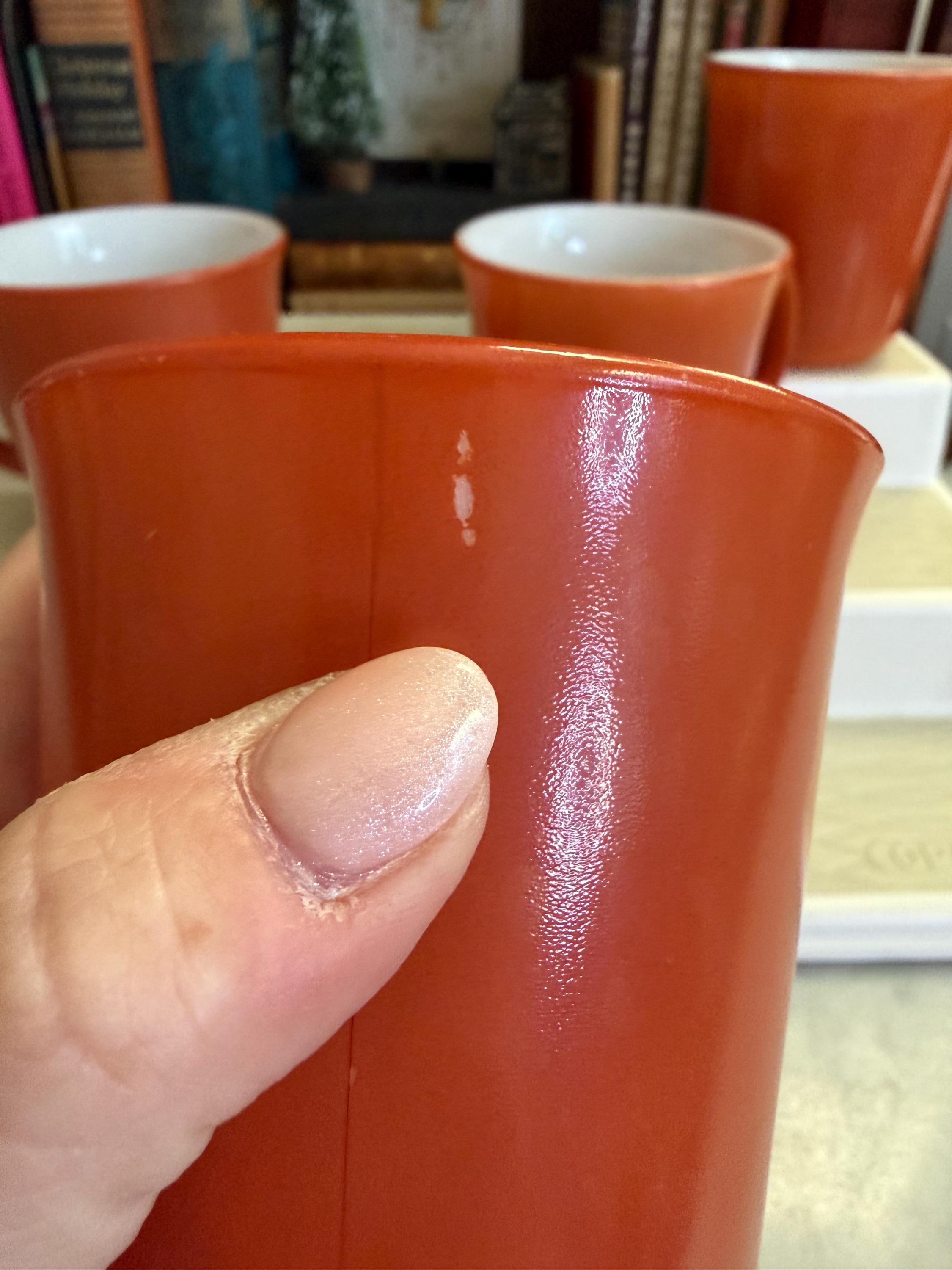 Vintage Pyrex Milk Glass Mugs - Burnt Orange Set of 4 - 1970s - Etsy