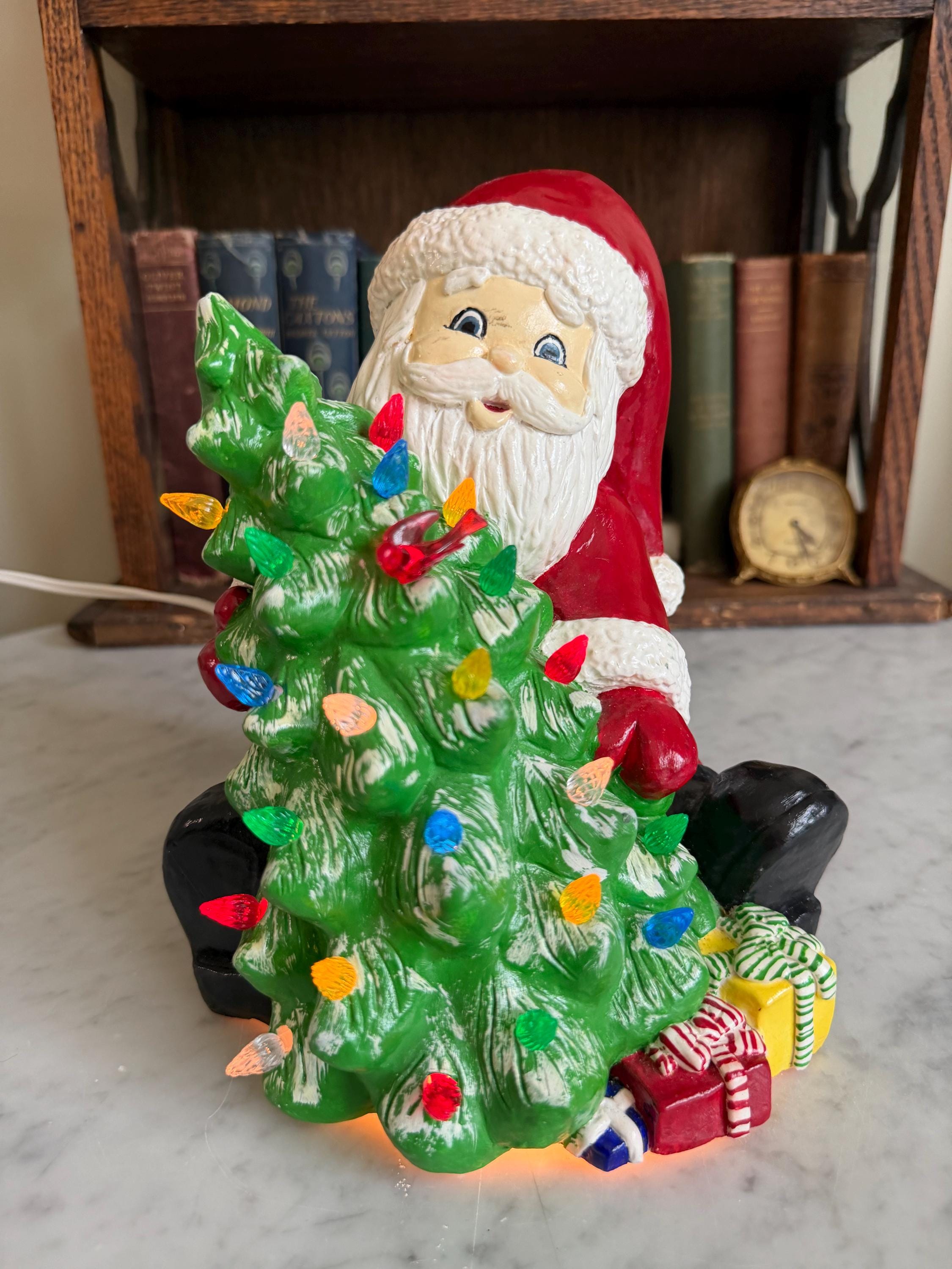 Vintage Ceramic Light up Santa - Etsy