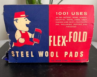 1940s Steel Wool Pads Box, Vintage Advertising Graphics