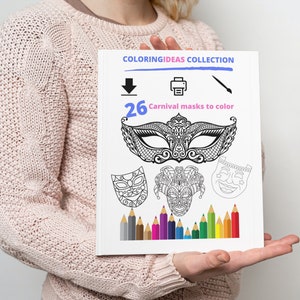 26 Carnival mask to color • Coloring sheets • Instant Download • PDF