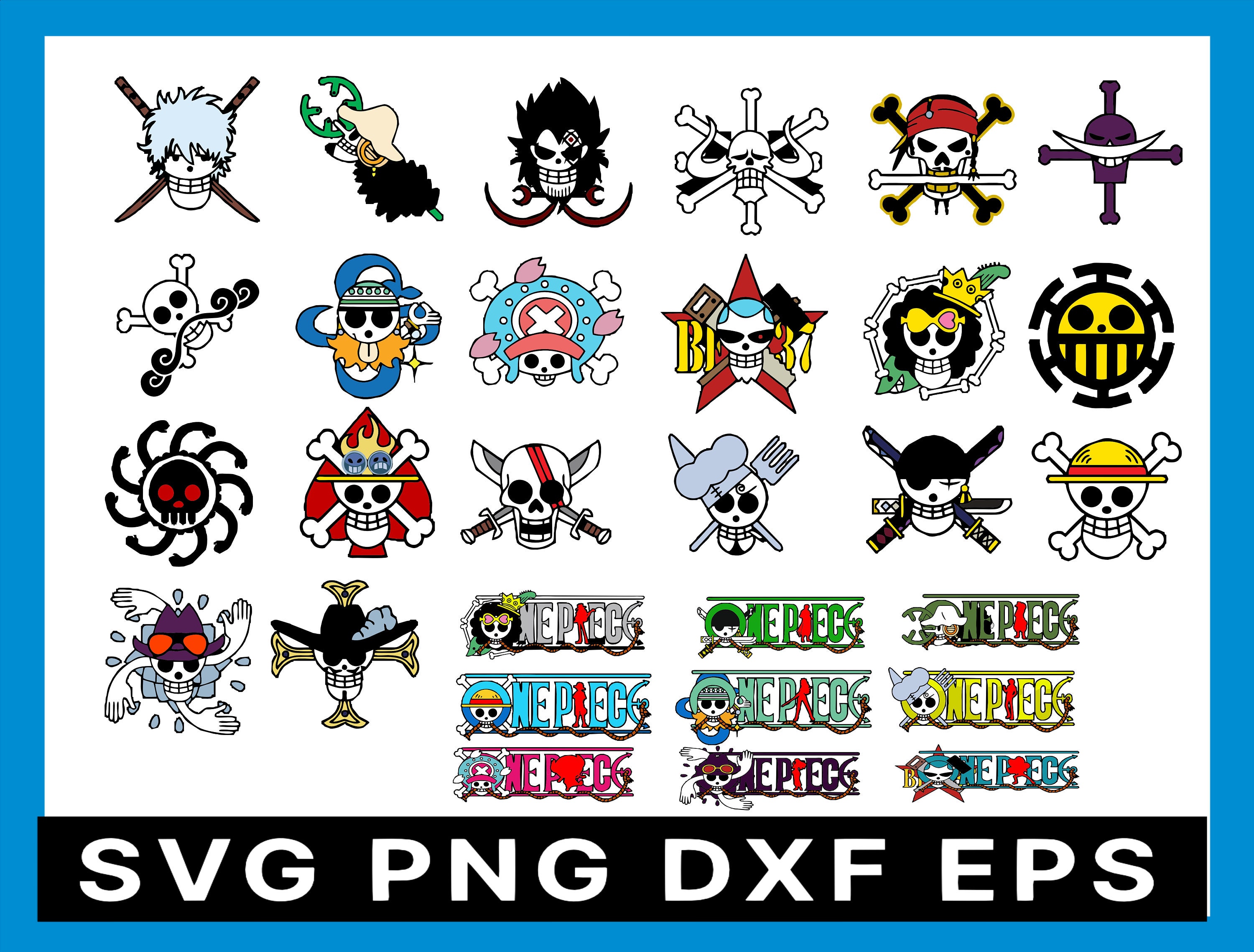 One Piece Straw Hat Pirates Skull Svg, One Piece Logo Svg, One Piece Svg,  Anime Svg, png, eps, dxf digital download.