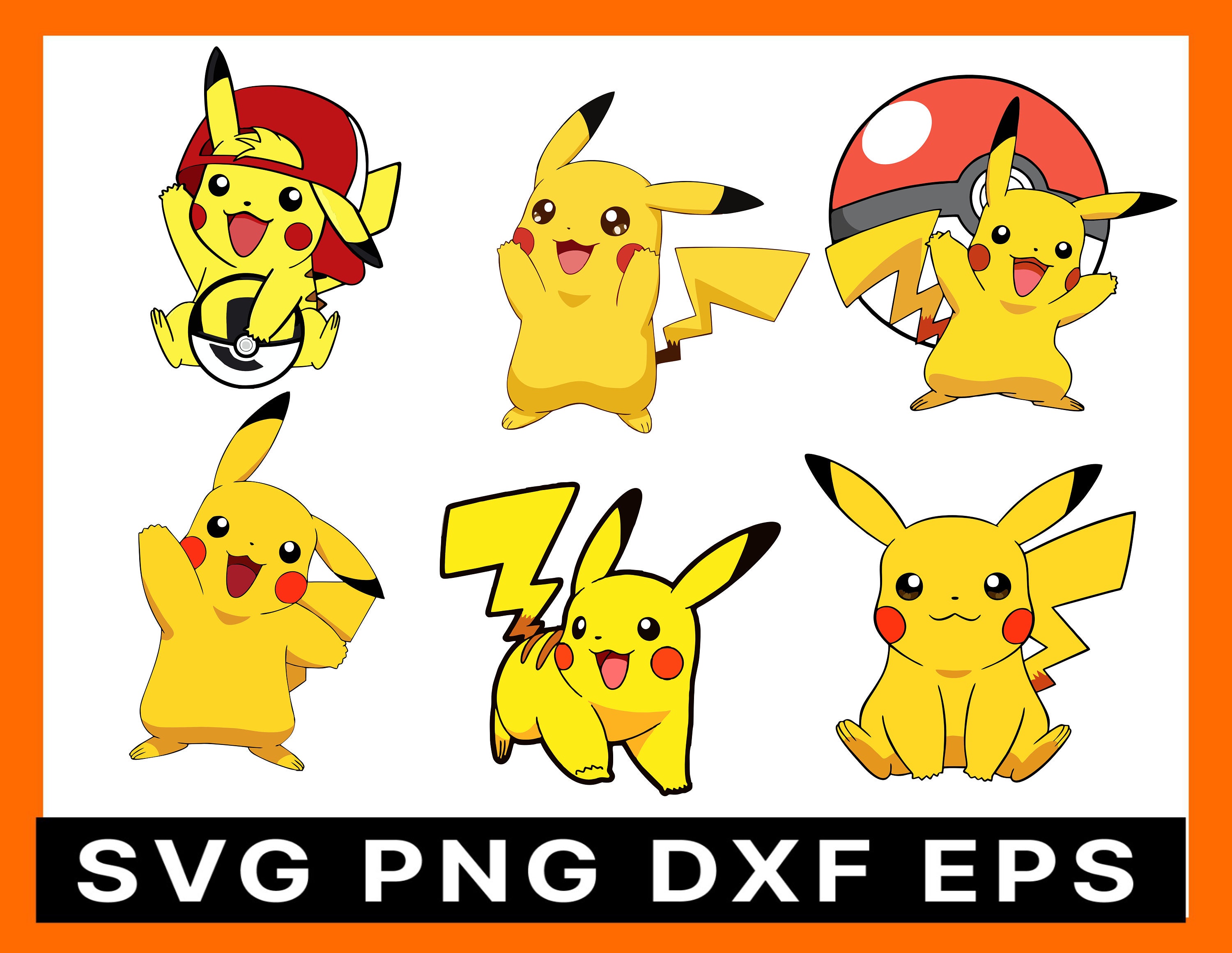 22 Pokemon Face Svg Big Bundle Pikachu Snorlax Clipart Cut 