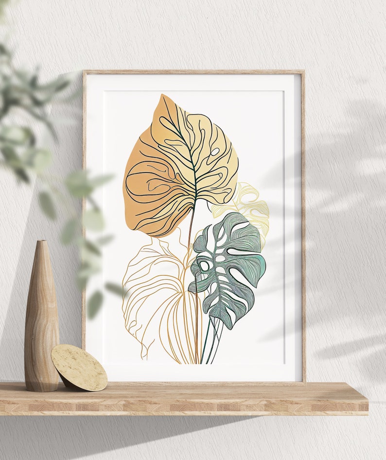 Tropical Plant Line Art Bundle 2 Set of 3 Digital Downloads Etsy