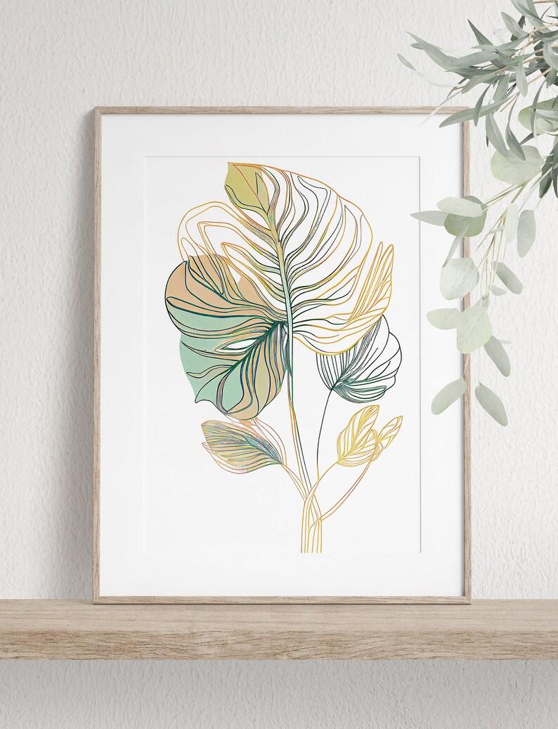 Tropical Plant Line Art Bundle 2 Set of 3 Digital Downloads Etsy