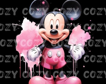 Mickey Mouse Splash pink color, breast cancer awareness Cartoon Characters, PNG. Waterslide, Sublimation. Sticker, Print then Cut