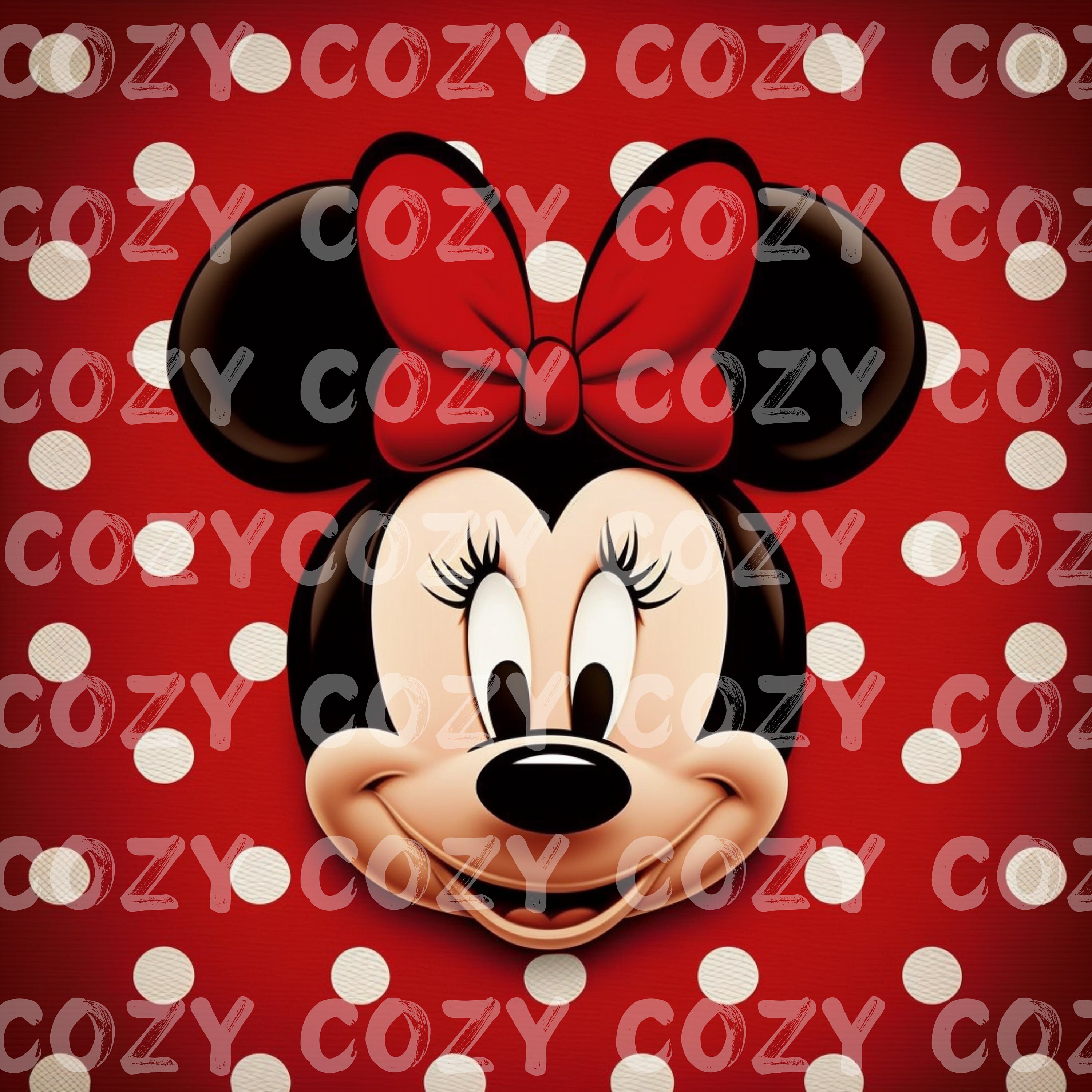 Minnie Mouse, In red with white dots Cartoon Characters, PNG. Sublimation, Print then Cut, Printable Decal, Image
