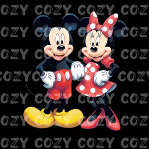 Mickey & Minnie Mouse holding hands, Cartoon Characters, PNG. Sublimation, Print then Cut, Printable Decal, Image