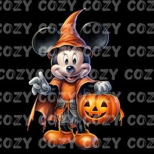Minnie Mouse Jack-o-lantern, Halloween Costume, Cartoon Characters, PNG. Sublimation, Print then Cut, Printable Decal, Image, Orange, Purple