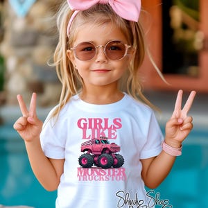 Girls Like Monster Trucks Too Youth Tee, Kids Offroad Tshirt, Fun Truck Tee for Girls, Children&#39;s Monster Truck Shirt, Offroad Adventure