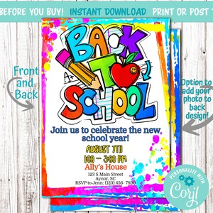Back to School Bash Invitation: Editable School Pool Party (Digital Download)