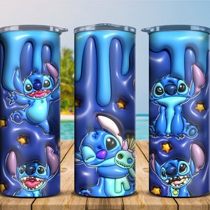 3D Inflated Stitch 20oz. skinny tumbler bundle, Stitch tumbler wrap bundle, Stitch Tumbler