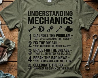 Verständnis Mechanik Lustiges Vintage Mechaniker Typografie Shirt Retro Automobil Werkstatt Humor für Grease Monkey Garagenleben Liebhaber