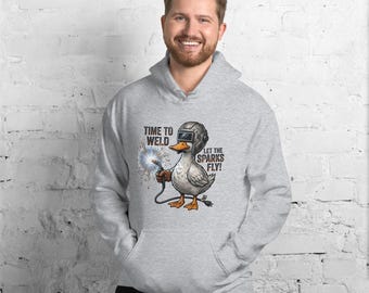 Lustige Schweißer Ente Zeit zu schweißen Shirt Blauer Kragen Schweißen Humor Retro Metall Hersteller Grafik Industrielle Handwerker Geschenkidee