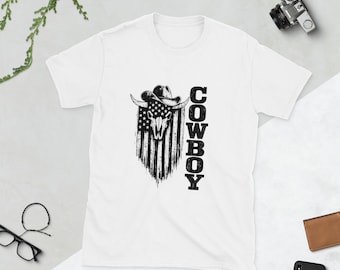 Vintager Vaterländischer Cowboy-Schädel-Flagge-Western Rodeo