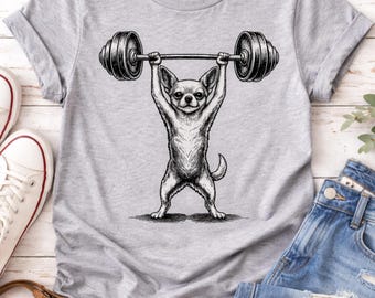 Lustiger starker Chihuahua Gewichtheben Gym Dog Fitness Lover Retro Welpe Kraftdreikampf Humor Niedlich Workout Motivation Animal Design