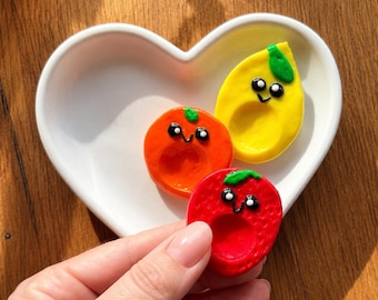 Ceramic worry stones | Worry stones | Calming | Orange, strawberry, lemon | Worry stone decoration | Anti-stress gift | Handmade