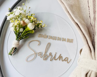 Personalized name tags flowers | Place cards | Nameplate acrylic | Communion | wedding | birthday | Guest gift | Around