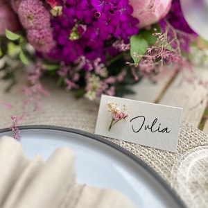 Personalisierte Tischkarten | Blumen | Hochzeit | Platzkarten | Namensschild | Kommunion | Geburtstag | Gastgeschenk | 300g-Papier