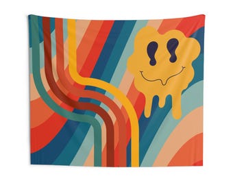 Retro Bohemian Wall Tapestry: Colorful Living Room Decor, 80" x 68"