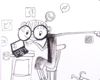 Postkarte Grußkarte Fernkommunikation Karikatur Kommunikation Illustration Spaß Kunst