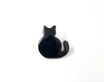 Cute Glossy Black Cat Button SET OF 5