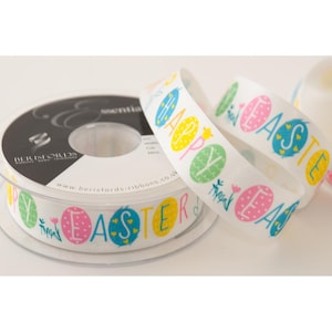 Colorida cinta Grosgrain 'Happy Easter' 25 mm POR METRO
