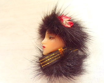 Vintage 80s mink brooch. Birthday gift, Mother's Day